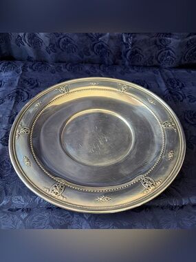 Rose Point 10” .925 Sterling Silver Bread Plate By Wallace 4640-9